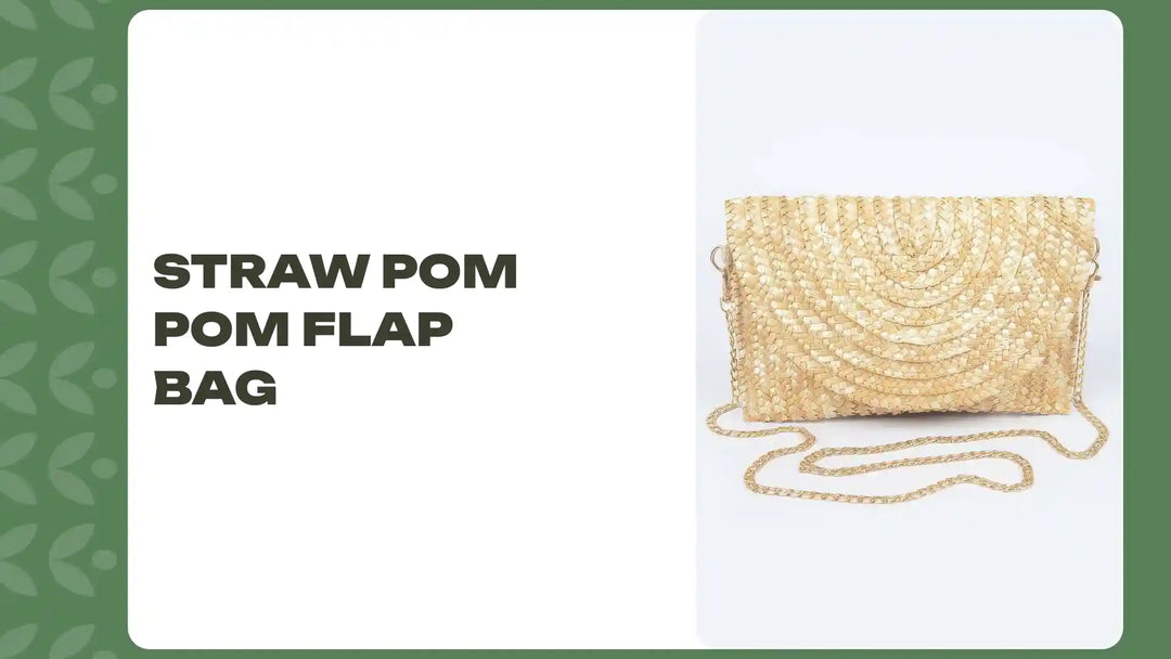 Straw Pom Pom Flap Bag by@Outfy