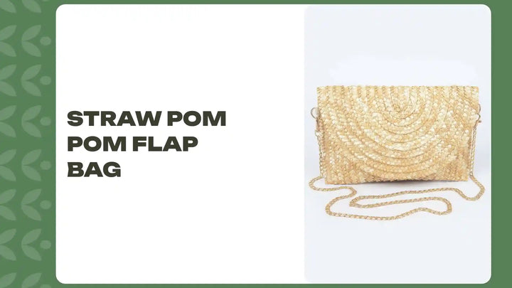 Straw Pom Pom Flap Bag by@Outfy