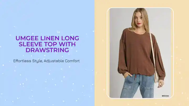 Umgee Linen Long Sleeve Top with Drawstring by@Outfy