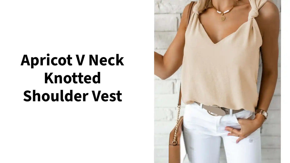 Apricot V Neck Knotted Shoulder Vest by@Outfy