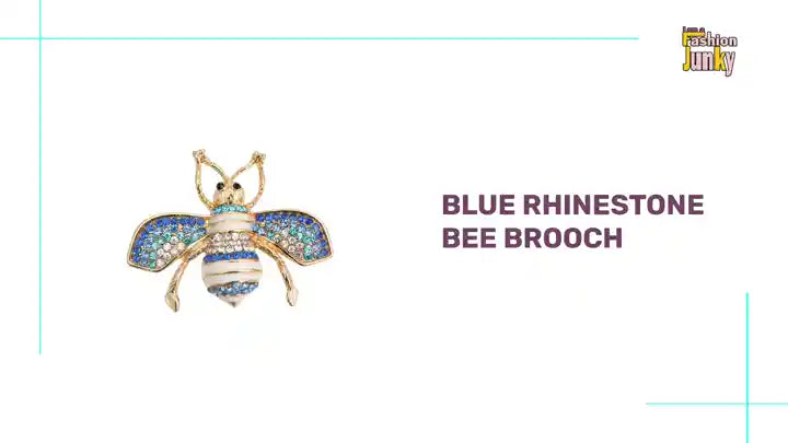 Blue Rhinestone Bee Brooch by@Outfy