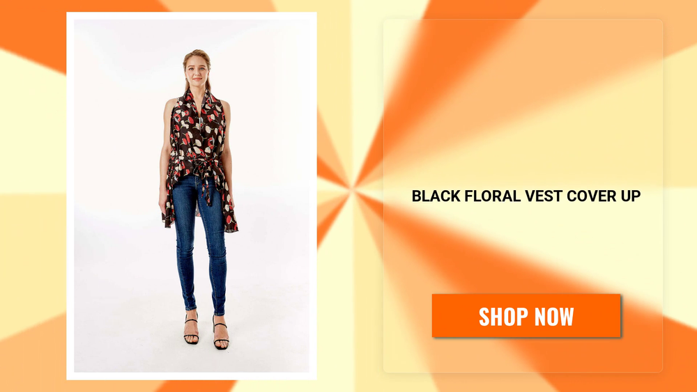 Black Floral Vest Cover Up by@Outfy