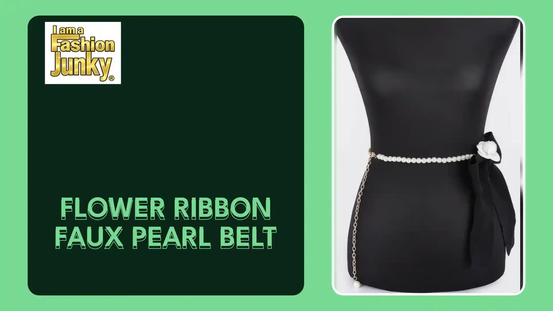 Flower Ribbon Faux Pearl Belt by@Outfy