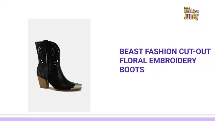 Beast Fashion Cut-Out Floral Embroidery Boots by@Outfy