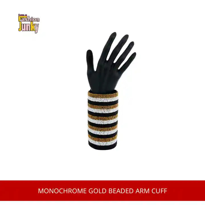 Monochrome Gold Beaded Arm Cuff by@Outfy