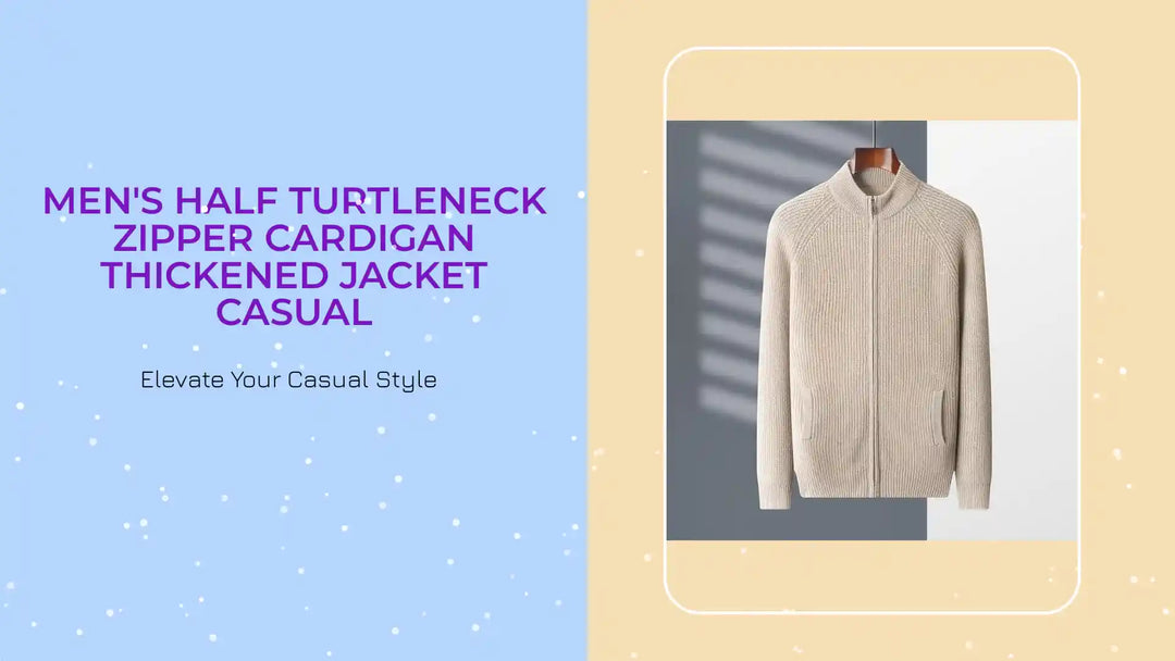 Men's Half Turtleneck Zipper Cardigan Thickened Jacket Casual by@Outfy