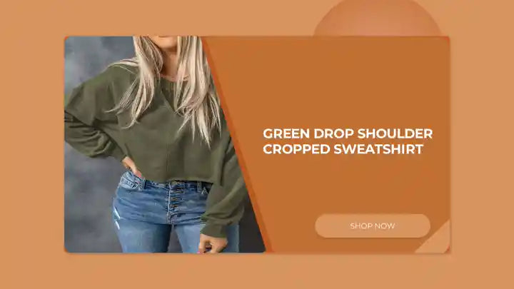 Green Drop Shoulder Cropped Sweatshirt by@Outfy