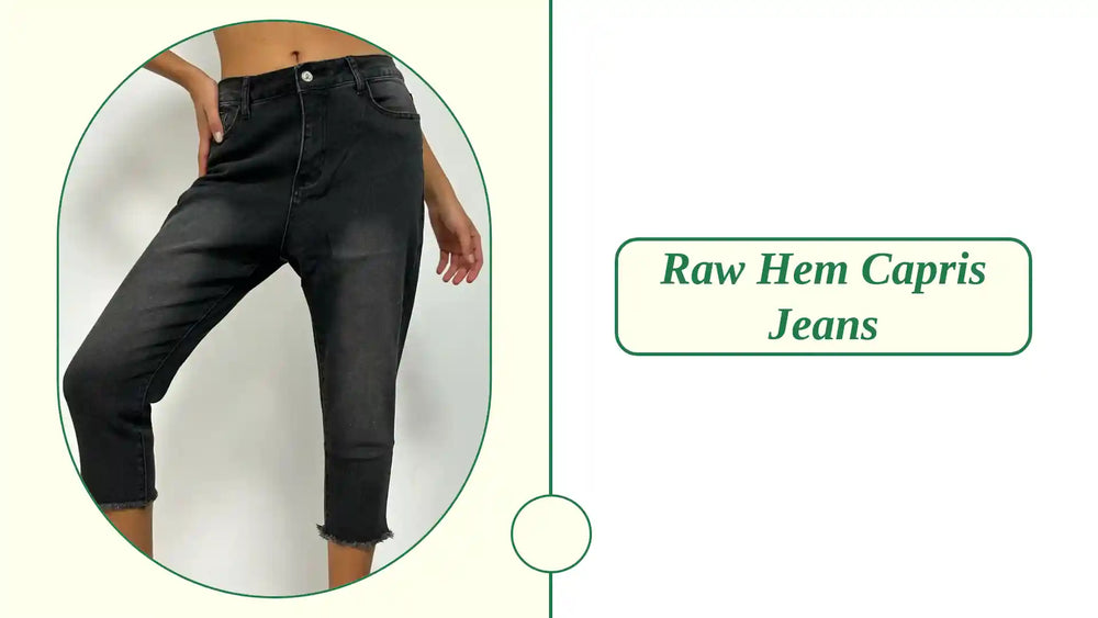 Raw Hem Capris Jeans by@Outfy