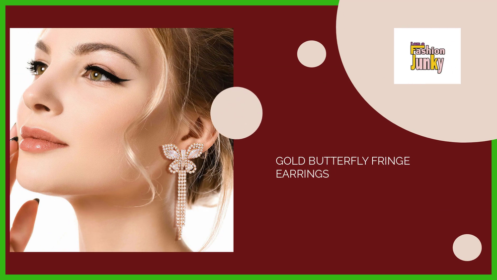 Gold Butterfly Fringe Earrings by@Outfy