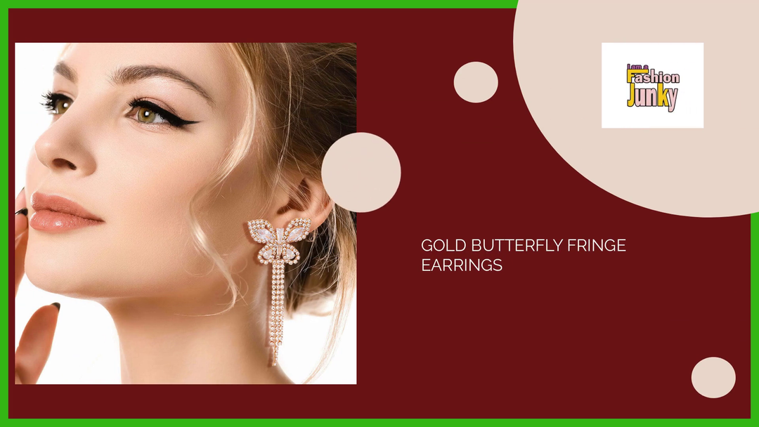 Gold Butterfly Fringe Earrings by@Outfy