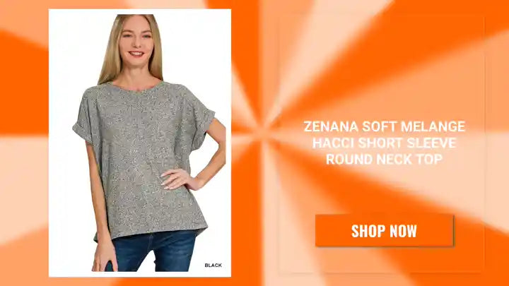 Zenana Soft Melange Hacci Short Sleeve Round Neck Top by@Outfy