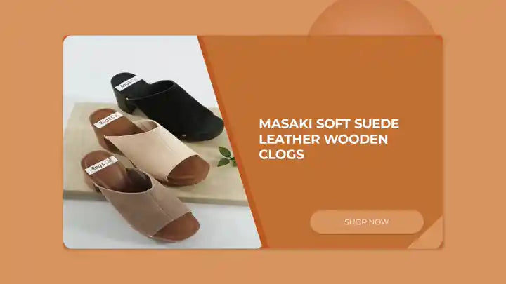 Masaki Soft Suede Leather Wooden Clogs by@Outfy