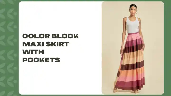 Color Block Maxi Skirt With Pockets by@Outfy