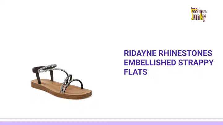 Ridayne Rhinestones Embellished Strappy Flats by@Outfy