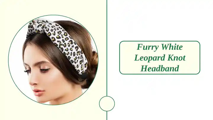 Furry White Leopard Knot Headband by@Outfy
