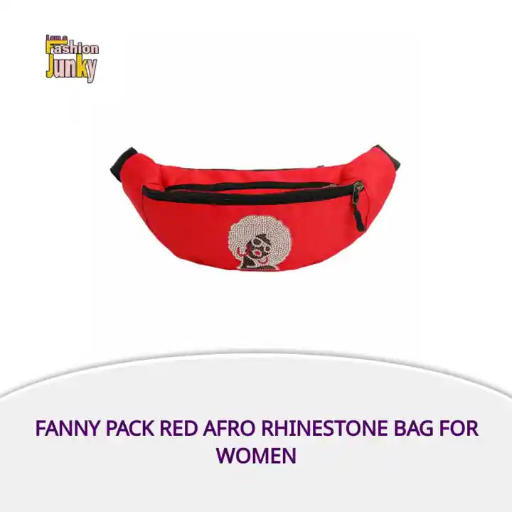 Fanny Pack Red Afro Rhinestone Bag for Women by@Outfy