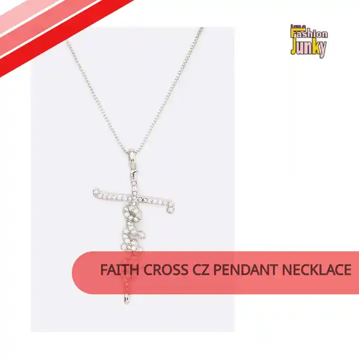 FAITH Cross CZ Pendant Necklace by@Outfy