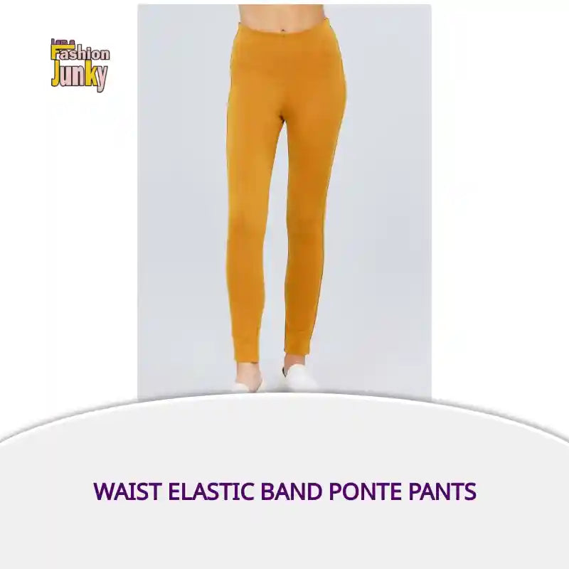 Waist Elastic Band Ponte Pants by@Outfy