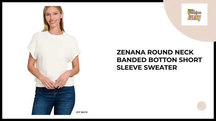 Zenana Round Neck Banded Botton Short Sleeve Sweater by@Outfy