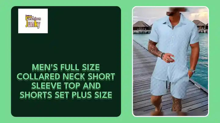 Men's Full Size Collared Neck Short Sleeve Top and Shorts Set Plus Size by@Outfy