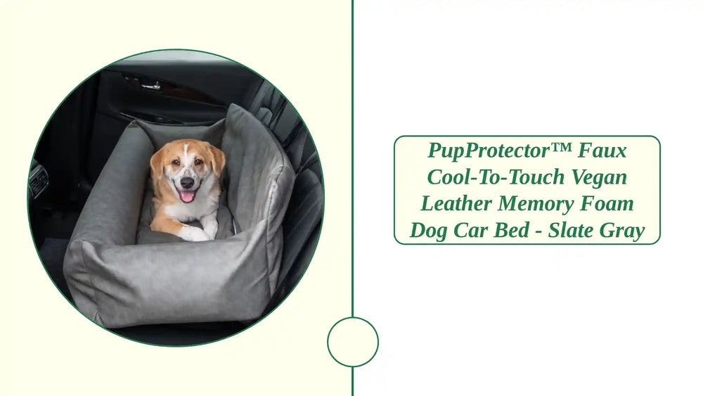 PupProtector&trade; Faux Cool-to-Touch Vegan Leather Memory Foam Dog Car Bed - Slate Gray by@Outfy