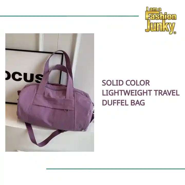 Solid Color Lightweight Travel Duffel Bag by@Outfy