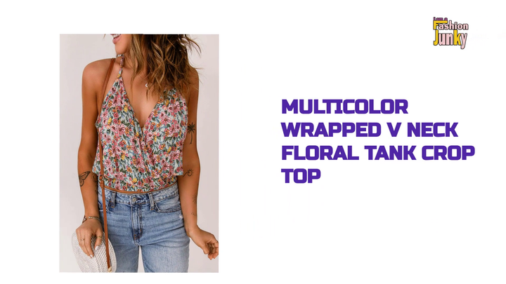 Multicolor Wrapped V Neck Floral Tank Crop Top by@Outfy