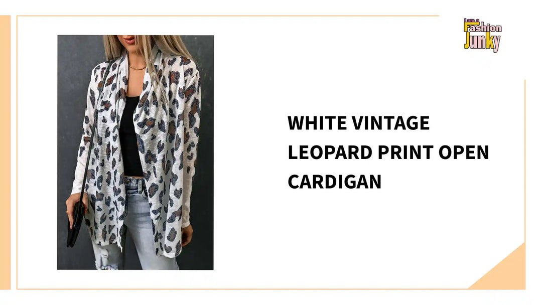 White Vintage Leopard Print Open Cardigan by@Outfy