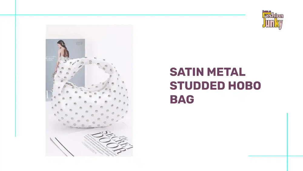 Satin Metal Studded Hobo Bag by@Outfy