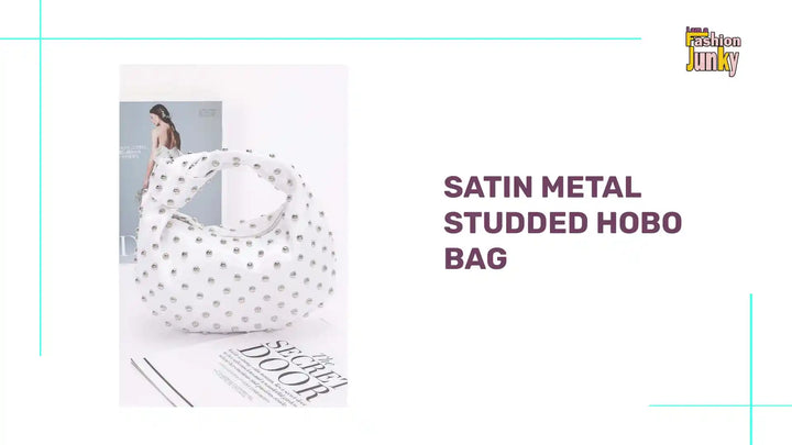 Satin Metal Studded Hobo Bag by@Outfy