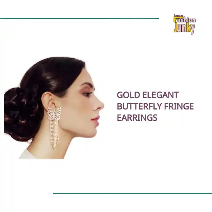 Gold Elegant Butterfly Fringe Earrings by@Outfy