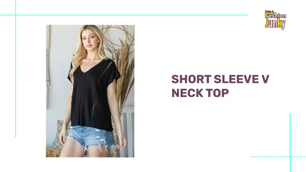 Short Sleeve V Neck Top by@Outfy