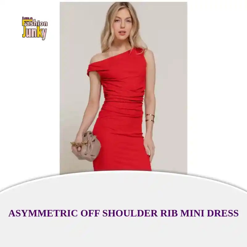 Asymmetric Off Shoulder Rib Mini Dress by@Outfy