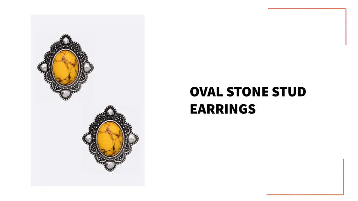 Oval Stone Stud Earrings by@Outfy
