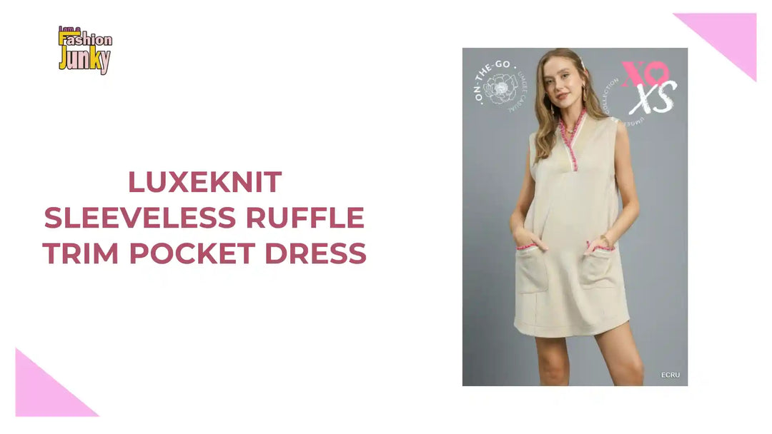 Luxeknit Sleeveless Ruffle Trim Pocket Dress by@Outfy