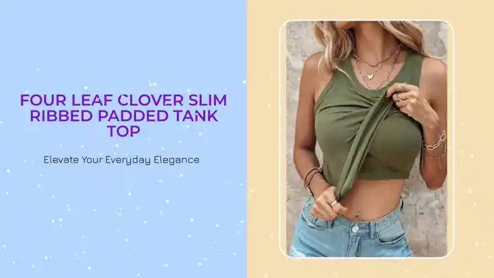 Four Leaf Clover Slim Ribbed Padded Tank Top by@Outfy
