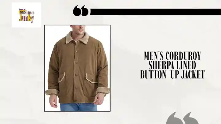 Men's Corduroy Sherpa Lined Button-Up Jacket by@Outfy