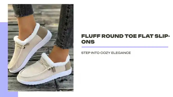 Fluff Round Toe Flat Slip-Ons by@Outfy