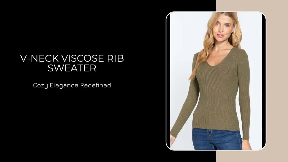 V-neck Viscose Rib Sweater by@Outfy