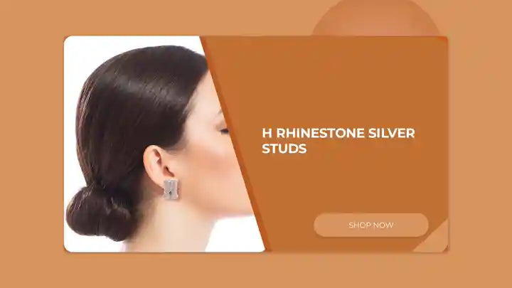 H Rhinestone Silver Studs by@Outfy