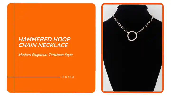 Hammered Hoop Chain Necklace by@Outfy