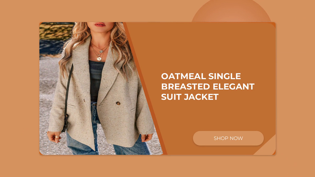 Oatmeal Single Breasted Elegant Suit Jacket by@Outfy