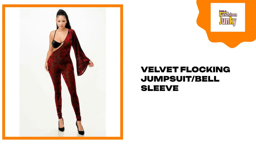 Velvet Flocking Jumpsuit/bell Sleeve by@Outfy