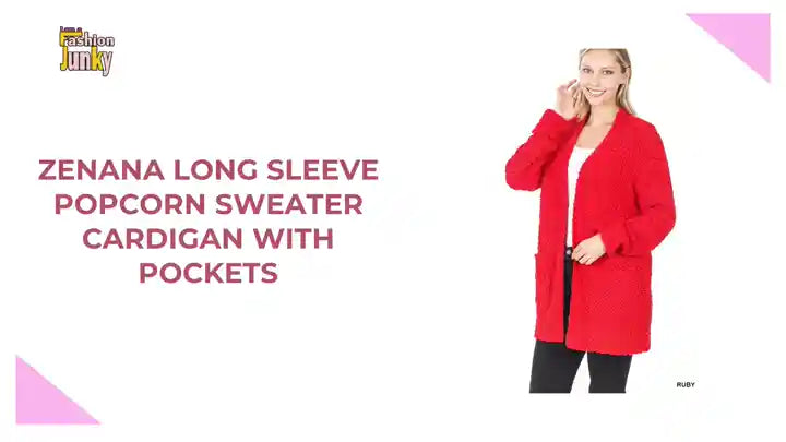 Zenana Long Sleeve Popcorn Sweater Cardigan with Pockets by@Outfy
