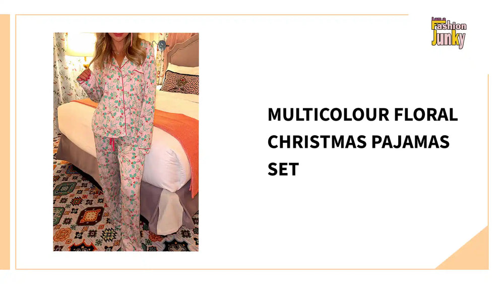Multicolour Floral Christmas Pajamas Set by@Outfy