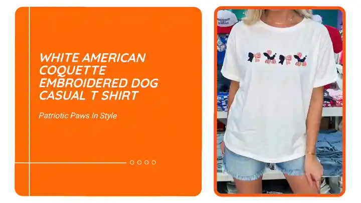 White American Coquette Embroidered Dog Casual T Shirt by@Outfy