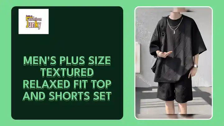 Men's Plus Size Textured Relaxed Fit Top and Shorts Set by@Outfy
