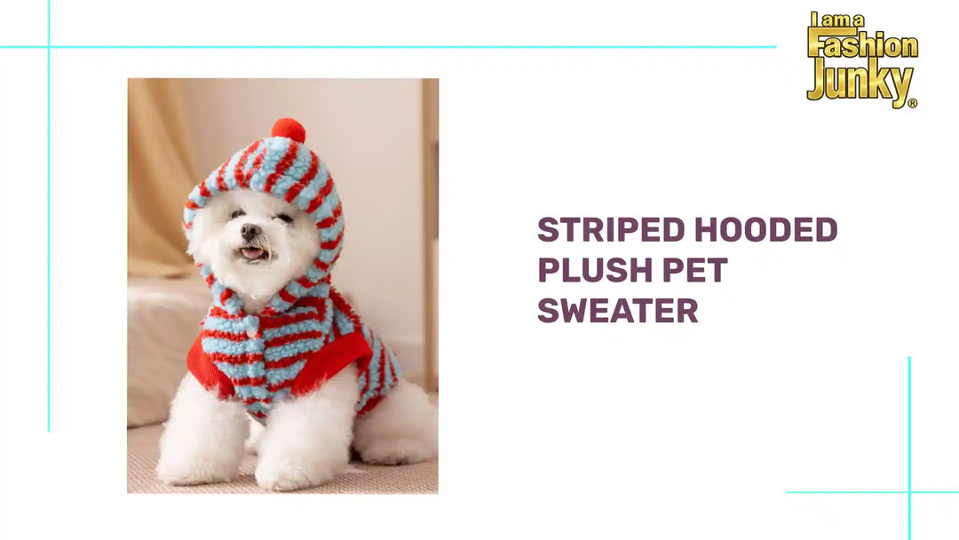 Striped Hooded Plush Pet Sweater by@Outfy
