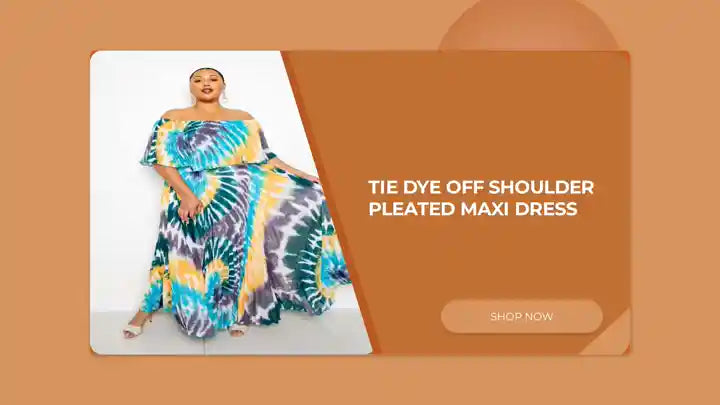 Tie Dye Off Shoulder Pleated Maxi Dress by@Outfy