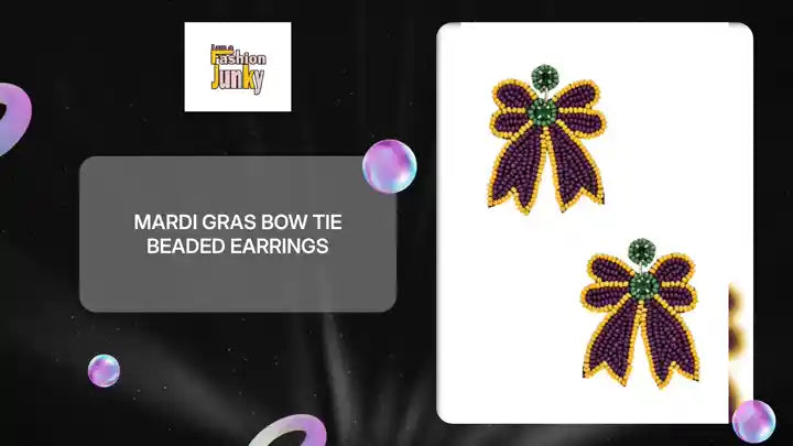 Mardi Gras Bow Tie Beaded Earrings by@Outfy